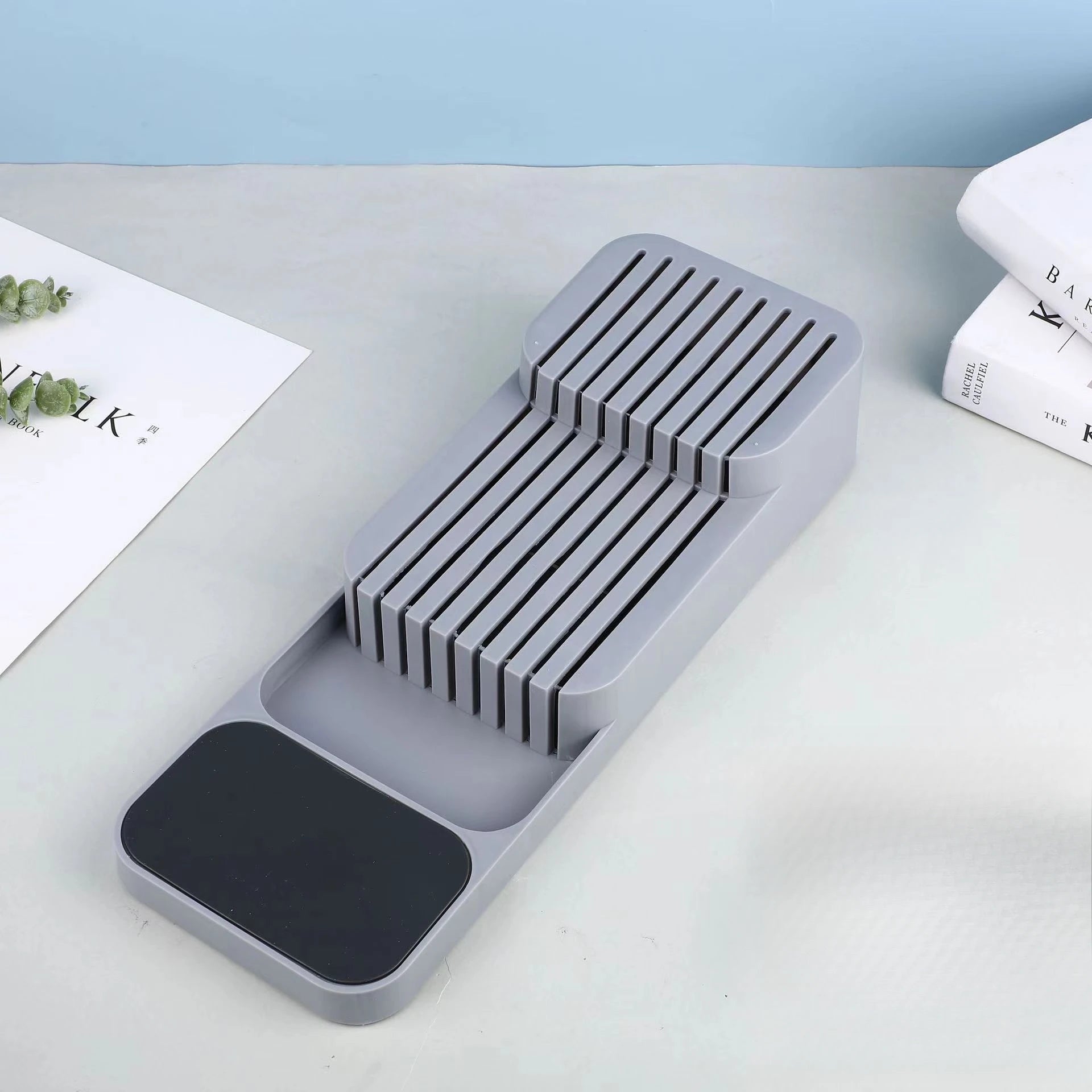 Adjustable Knife Drawer Organizer Non-Slip Dividers Durable Cutlery Storage Box Space-Saving Kitchen Cabinet Utensil Organizer