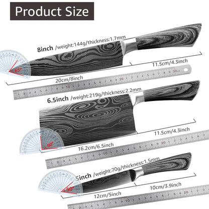 Ensemble de couteaux Santoku japonais en acier inoxydable Motif de Damas 