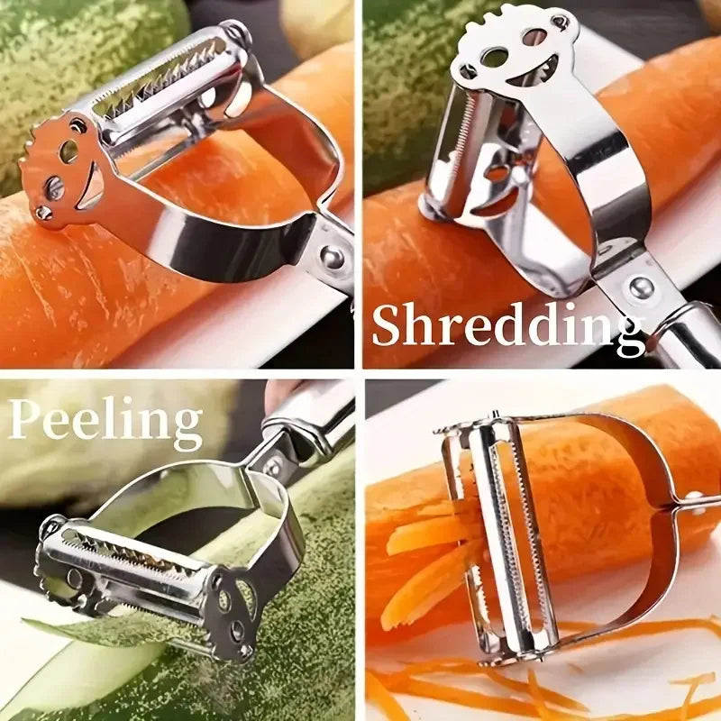 Kitchen Vegetable Peeler Stainless Steel Melon Planer Double-Head Peeler Household Multiple-Function Fruit and Vegetable Peeler