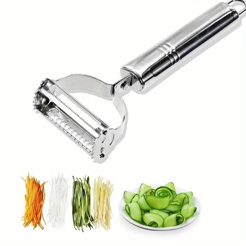 Kitchen Vegetable Peeler Stainless Steel Melon Planer Double-Head Peeler Household Multiple-Function Fruit and Vegetable Peeler