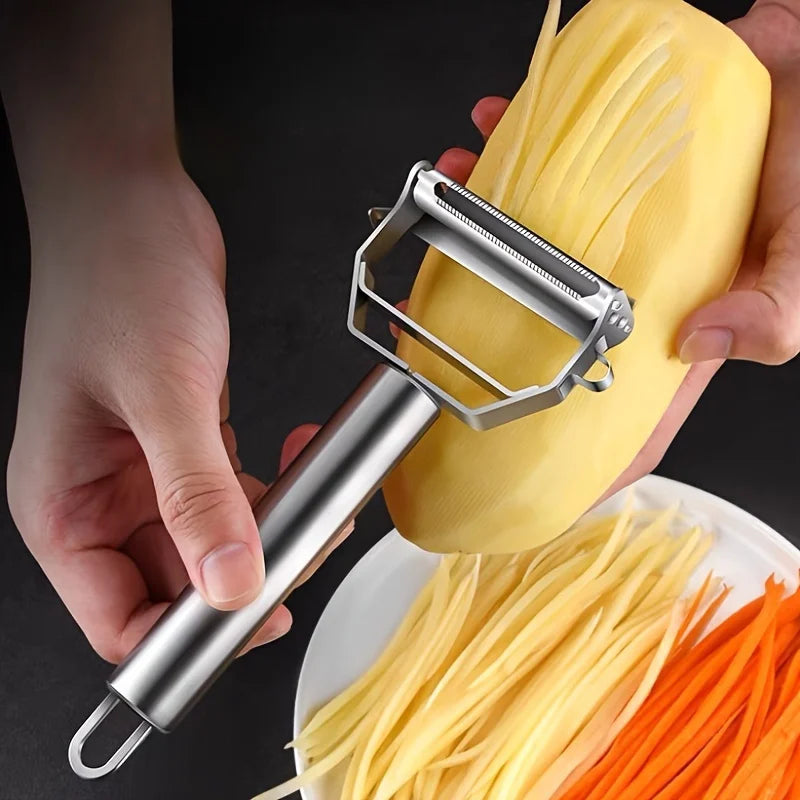 Kitchen Vegetable Peeler Stainless Steel Melon Planer Double-Head Peeler Household Multiple-Function Fruit and Vegetable Peeler