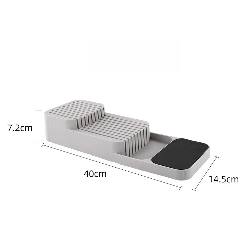 Adjustable Knife Drawer Organizer Non-Slip Dividers Durable Cutlery Storage Box Space-Saving Kitchen Cabinet Utensil Organizer